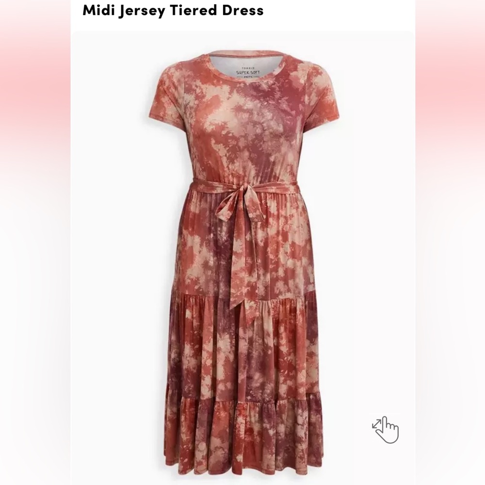 Torrid Midi Jersey Tiered Super Soft Dress Size 2 with pockets